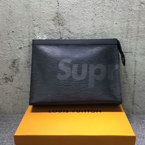 新作ルイヴィトンシュプリーム スーパーコピー Supreme Pochette Jour GM クラッチバッグ BLACK M66889